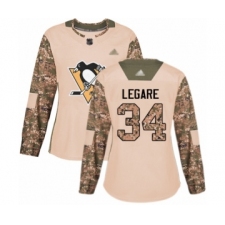Women's Pittsburgh Penguins #34 Nathan Legare Authentic Camo Veterans Day Practice Hockey Jersey