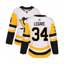 Women's Pittsburgh Penguins #34 Nathan Legare Authentic White Away Hockey Jersey
