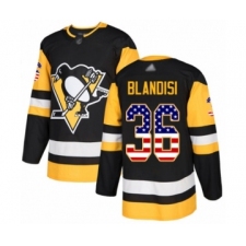 Men's Pittsburgh Penguins #36 Joseph Blandisi Authentic Black USA Flag Fashion Hockey Jersey
