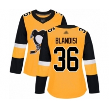 Women's Pittsburgh Penguins #36 Joseph Blandisi Authentic Gold Alternate Hockey Jersey
