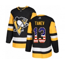 Men's Pittsburgh Penguins #13 Brandon Tanev Authentic Black USA Flag Fashion Hockey Jersey