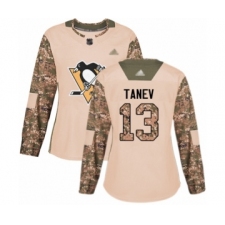 Women's Pittsburgh Penguins #13 Brandon Tanev Authentic Camo Veterans Day Practice Hockey Jersey