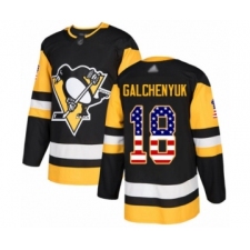 Men's Pittsburgh Penguins #18 Alex Galchenyuk Authentic Black USA Flag Fashion Hockey Jersey