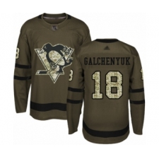 Men's Pittsburgh Penguins #18 Alex Galchenyuk Authentic Green Salute to Service Hockey Jersey