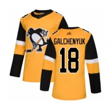 Men's Pittsburgh Penguins #18 Alex Galchenyuk Premier Gold Alternate Hockey Jersey