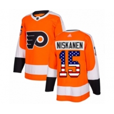 Men's Philadelphia Flyers #15 Matt Niskanen Authentic Orange USA Flag Fashion Hockey Jersey