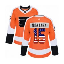 Women's Philadelphia Flyers #15 Matt Niskanen Authentic Orange USA Flag Fashion Hockey Jersey