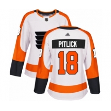Women's Philadelphia Flyers #18 Tyler Pitlick Authentic White Away Hockey Jersey