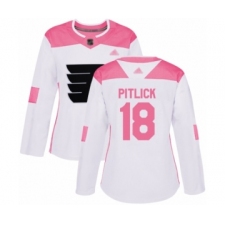 Women's Philadelphia Flyers #18 Tyler Pitlick Authentic White Pink Fashion Hockey Jersey