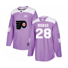 Men's Philadelphia Flyers #28 Chris Bigras Authentic Purple Fights Cancer Practice Hockey Jersey