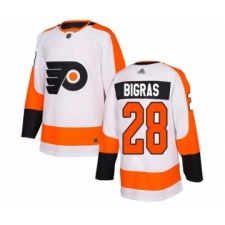 Men's Philadelphia Flyers #28 Chris Bigras Authentic White Away Hockey Jersey