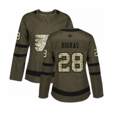 Women's Philadelphia Flyers #28 Chris Bigras Authentic Green Salute to Service Hockey Jersey