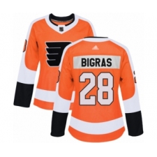 Women's Philadelphia Flyers #28 Chris Bigras Authentic Orange Home Hockey Jersey