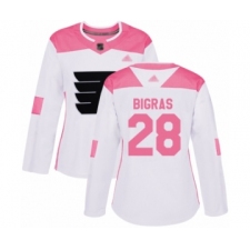 Women's Philadelphia Flyers #28 Chris Bigras Authentic White Pink Fashion Hockey Jersey