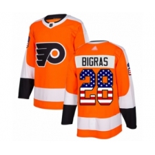Youth Philadelphia Flyers #28 Chris Bigras Authentic Orange USA Flag Fashion Hockey Jersey