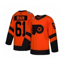 Men's Philadelphia Flyers #61 Justin Braun Authentic Orange 2019 Stadium Series Hockey Jersey