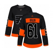Women's Philadelphia Flyers #61 Justin Braun Authentic Black Alternate Hockey Jersey
