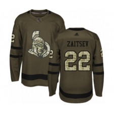 Men's Ottawa Senators #22 Nikita Zaitsev Authentic Green Salute to Service Hockey Jersey