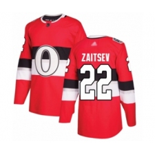 Men's Ottawa Senators #22 Nikita Zaitsev Authentic Red 2017 100 Classic Hockey Jersey