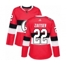 Women's Ottawa Senators #22 Nikita Zaitsev Authentic Red 2017 100 Classic Hockey Jersey