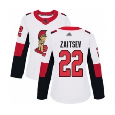 Women's Ottawa Senators #22 Nikita Zaitsev Authentic White Away Hockey Jersey