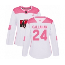 Women's Ottawa Senators #24 Ryan Callahan Authentic White Pink Fashion Hockey Jersey