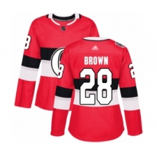 Women's Ottawa Senators #28 Connor Brown Authentic Red 2017 100 Classic Hockey Jersey