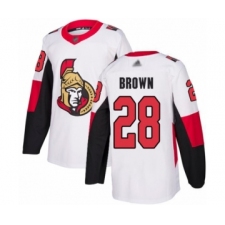 Youth Ottawa Senators #28 Connor Brown Authentic White Away Hockey Jersey