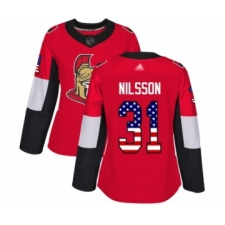 Women's Ottawa Senators #31 Anders Nilsson Authentic Red USA Flag Fashion Hockey Jersey