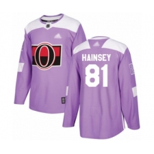 Men's Ottawa Senators #81 Ron Hainsey Authentic Purple Fights Cancer Practice Hockey Jersey