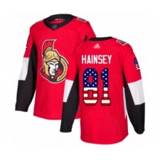 Men's Ottawa Senators #81 Ron Hainsey Authentic Red USA Flag Fashion Hockey Jersey