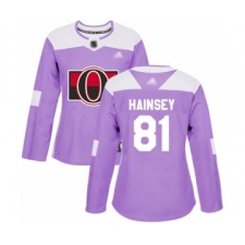 Women's Ottawa Senators #81 Ron Hainsey Authentic Purple Fights Cancer Practice Hockey Jersey