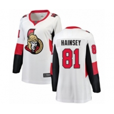 Women's Ottawa Senators #81 Ron Hainsey Fanatics Branded White Away Breakaway Hockey Jersey