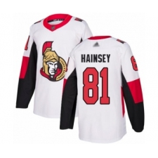 Youth Ottawa Senators #81 Ron Hainsey Authentic White Away Hockey Jersey