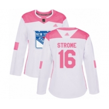 Women's New York Rangers #16 Ryan Strome Authentic White Pink Fashion Hockey Jersey