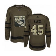 Men's New York Rangers #45 Kaapo Kakko Authentic Green Salute to Service Hockey Jersey