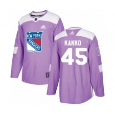 Men's New York Rangers #45 Kaapo Kakko Authentic Purple Fights Cancer Practice Hockey Jersey
