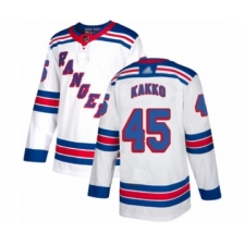 Men's New York Rangers #45 Kaapo Kakko Authentic White Away Hockey Jersey