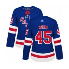 Women's New York Rangers #45 Kaapo Kakko Authentic Royal Blue Home Hockey Jersey