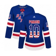 Women's New York Rangers #10 Artemi Panarin Authentic Royal Blue USA Flag Fashion Hockey Jersey