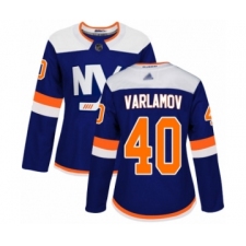 Women's New York Islanders #40 Semyon Varlamov Authentic Blue Alternate Hockey Jersey