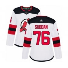 Women's New Jersey Devils #76 P. K. Subban Authentic White Away Hockey Jersey
