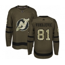 Men's New Jersey Devils #81 Michael Vukojevic Authentic Green Salute to Service Hockey Jersey