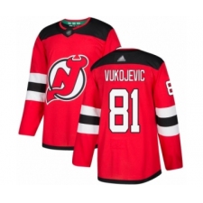 Men's New Jersey Devils #81 Michael Vukojevic Authentic Red Home Hockey Jersey