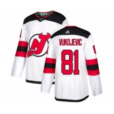 Men's New Jersey Devils #81 Michael Vukojevic Authentic White Away Hockey Jersey