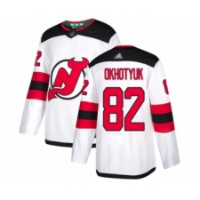 Men's New Jersey Devils #82 Nikita Okhotyuk Authentic White Away Hockey Jersey