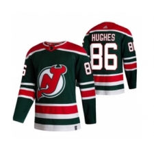 Men's New Jersey Devils #86 Jack Hughes Green 2020-21 Reverse Retro Alternate Hockey Jersey