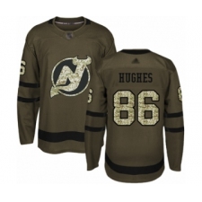 Youth New Jersey Devils #86 Jack Hughes Authentic Green Salute to Service Hockey Jersey