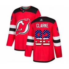 Men's New Jersey Devils #92 Graeme Clarke Authentic Red USA Flag Fashion Hockey Jersey