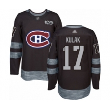 Men's Montreal Canadiens #17 Brett Kulak Authentic Black 1917-2017 100th Anniversary Hockey Jersey